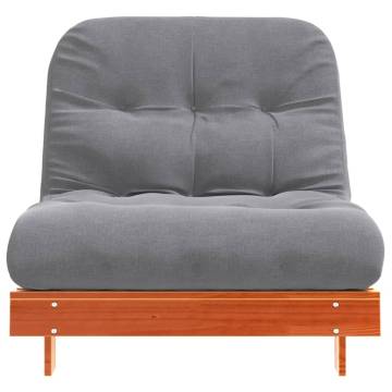 Futon Sofa Bed with Mattress - Wax Brown Solid Pine