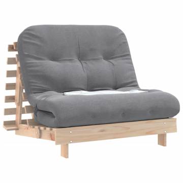 Futon Sofa Bed with Mattress - Solid Pine Wood 100x206 cm