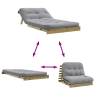 Futon Sofa Bed with Mattress - Pinewood & Adjustable Backrest