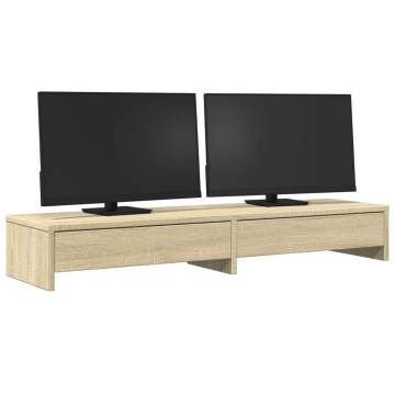 Monitor Stand with Drawers - Sonoma Oak 100x27x15 cm