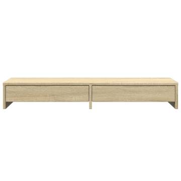 Monitor Stand with Drawers - Sonoma Oak 100x27x15 cm