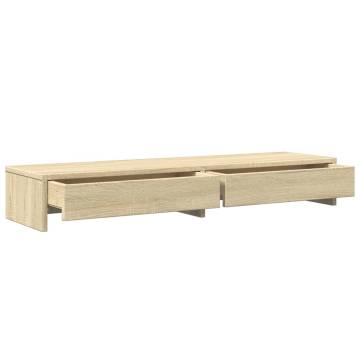 Monitor Stand with Drawers - Sonoma Oak 100x27x15 cm