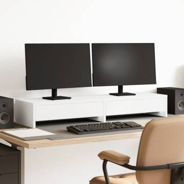 Monitor Stand with Drawers - White 100x27x15 cm | HipoMarket