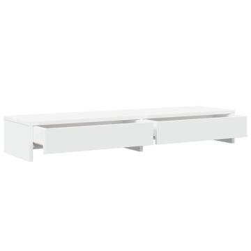 Monitor Stand with Drawers - White 100x27x15 cm | HipoMarket