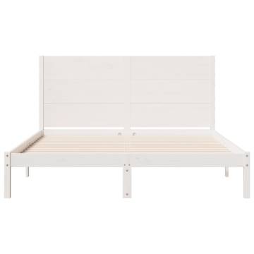 Extra Long White Bed Frame 140x210 cm - Solid Wood | Hipo Market