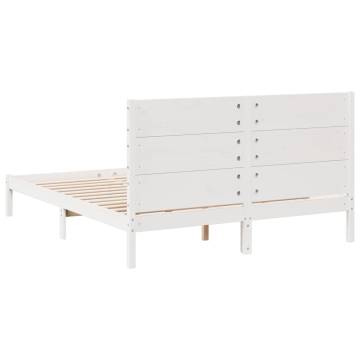 Extra Long White Bed Frame 140x210 cm - Solid Wood | Hipo Market