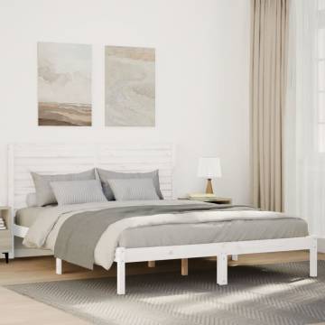 Extra Long White Bed Frame 160x210 cm Solid Wood | HipoMarket