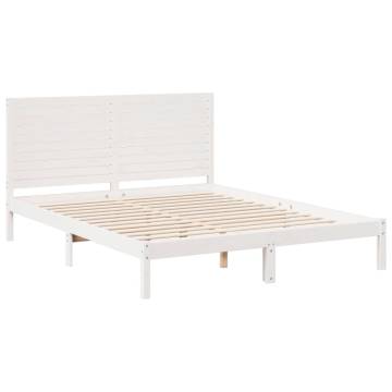 Extra Long White Bed Frame 160x210 cm Solid Wood | HipoMarket