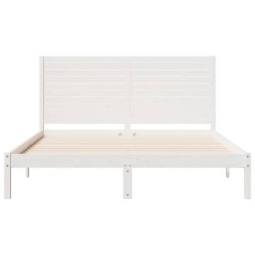 Extra Long White Bed Frame 160x210 cm Solid Wood | HipoMarket