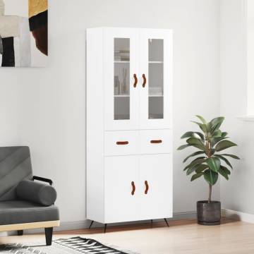 Stylish Highboard in White - 69.5x34x180 cm | HipoMarket UK