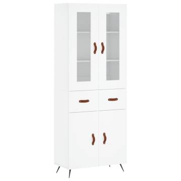 Stylish Highboard in White - 69.5x34x180 cm | HipoMarket UK