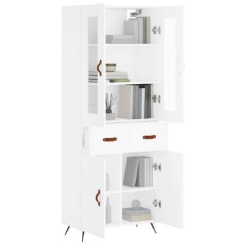 Stylish Highboard in White - 69.5x34x180 cm | HipoMarket UK