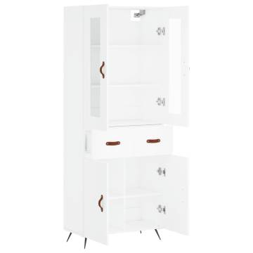 Stylish Highboard in White - 69.5x34x180 cm | HipoMarket UK