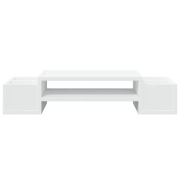 Monitor Stand with Storage - White Engineered Wood | Hipo Market