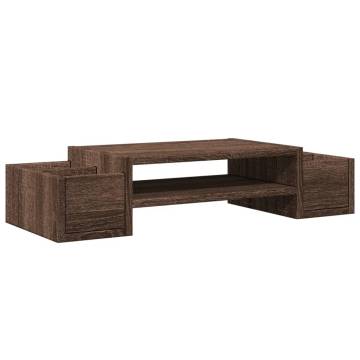 Monitor Stand with Storage - Brown Oak | Hipomarket UK