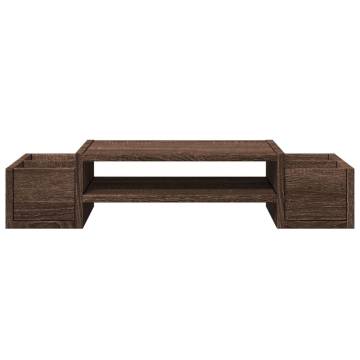 Monitor Stand with Storage - Brown Oak | Hipomarket UK