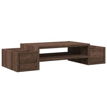 Monitor Stand with Storage - Brown Oak | Hipomarket UK