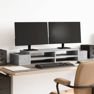 Monitor Stand with Storage - Concrete Grey | Hipomarket UK