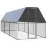  Chicken Cage 2x6x2 m Galvanised Steel Colour silver and grey Size 2 x 6 x 2 m Model with partially-covered roof 