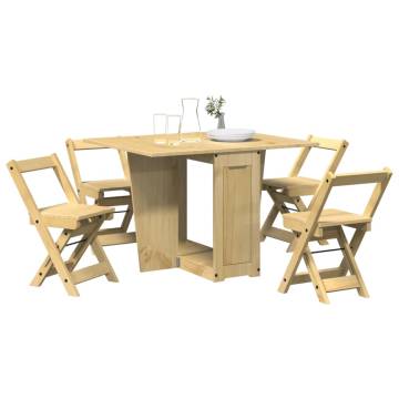 5 Piece Butterfly Dining Set - Foldable Pinewood | HipoMarket UK