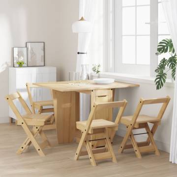 5 Piece Butterfly Dining Set - Foldable Pinewood | HipoMarket UK