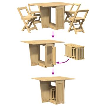 5 Piece Butterfly Dining Set - Foldable Pinewood | HipoMarket UK