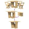 5 Piece Butterfly Dining Set - Foldable Pinewood | HipoMarket UK