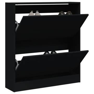 Shoe Cabinet Black 80x21x87.5 cm | Durable Engineered Wood