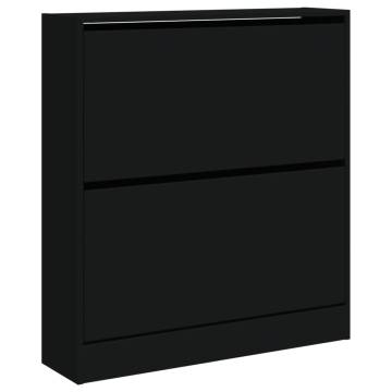 Shoe Cabinet Black 80x21x87.5 cm | Durable Engineered Wood