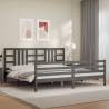 Bed Frame with Headboard Grey 200x200 cm Solid Wood Colour grey Size 200 x 200 cm 