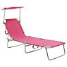  Folding Sun Lounger with Canopy Pink Aluminium Colour pink Quantity in Package 1 