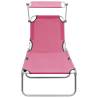 Folding Sun Lounger with Canopy - Stylish Pink Aluminium