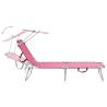 Folding Sun Lounger with Canopy - Stylish Pink Aluminium