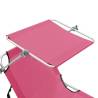 Folding Sun Lounger with Canopy - Stylish Pink Aluminium