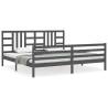 Solid Wood Bed Frame with Grey Headboard - 200x200 cm