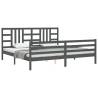 Solid Wood Bed Frame with Grey Headboard - 200x200 cm