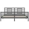 Solid Wood Bed Frame with Grey Headboard - 200x200 cm