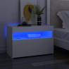 Stylish Bedside Cabinet & LED Lights - 2 pcs White 60x35x40