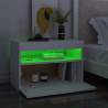 Stylish Bedside Cabinet & LED Lights - 2 pcs White 60x35x40