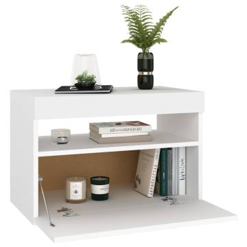 Stylish Bedside Cabinet & LED Lights - 2 pcs White 60x35x40