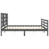 Solid Wood Bed Frame with Grey Headboard - 200x200 cm