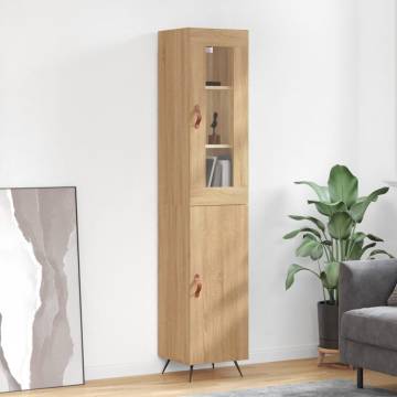 Elegant Highboard Sonoma Oak | 34.5x34x180 cm Engineered Wood