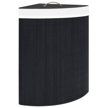 Bamboo Corner Laundry Basket Black 60 L - Stylish & Functional