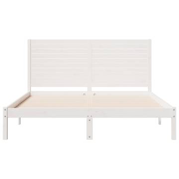 Extra Long White Bed Frame 160x220 cm | Solid Pinewood