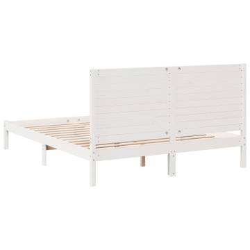 Extra Long White Bed Frame 160x220 cm | Solid Pinewood