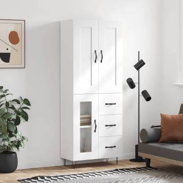 Elegant Highboard White 69.5x34x180 cm - Durable Storage