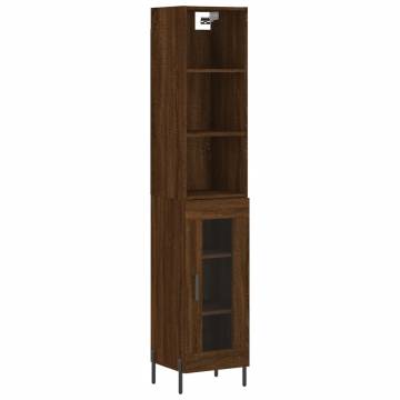 Stylish Highboard Brown Oak - 34.5x34x180 cm Engineered Wood