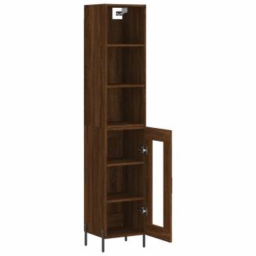 Stylish Highboard Brown Oak - 34.5x34x180 cm Engineered Wood