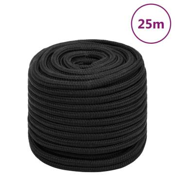 Boat Rope Full Black 16mm 25m - Durable & Weather-Resistant