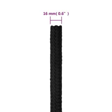 Boat Rope Full Black 16mm 25m - Durable & Weather-Resistant